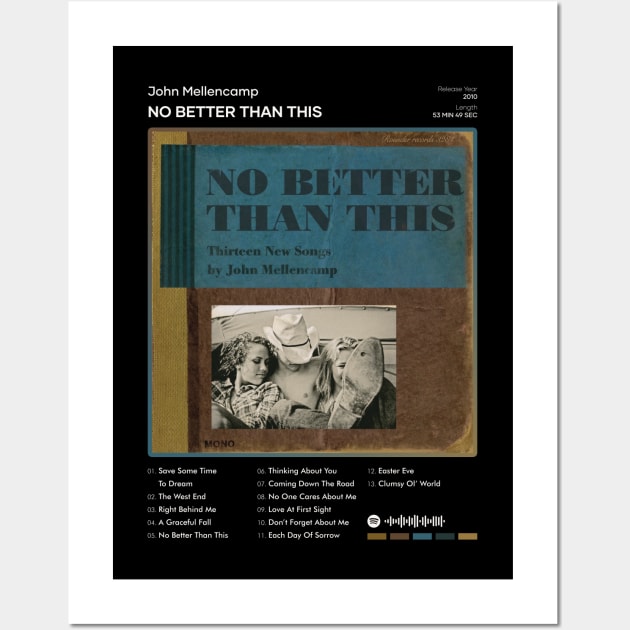 John Mellencamp - No Better Than This Tracklist Album Wall Art by 80sRetro